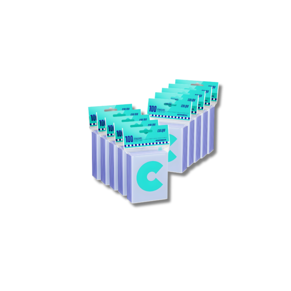 Paquete de 100 protectores transparentes Sleeves para cartas TCG en Hobby Zone Venezuela.