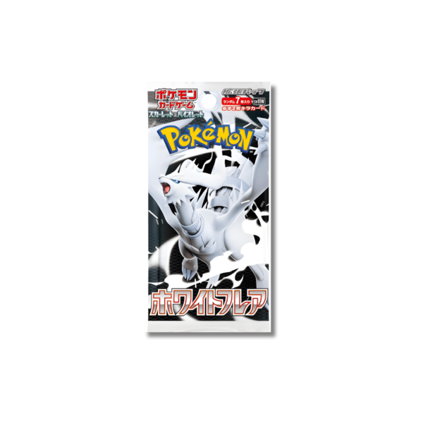 Sobre individual de cartas Pokémon White Flare con Reshiram en japonés.