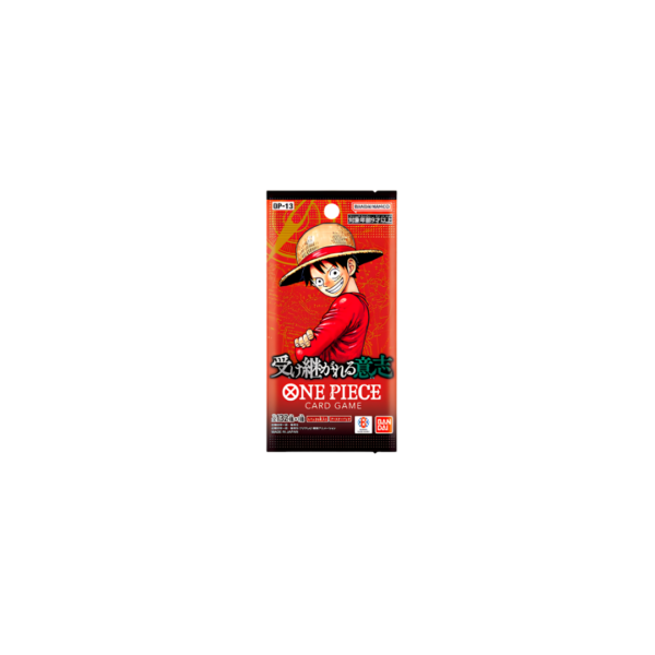 Sobre sellado Booster Pack One Piece Card Game OP-13 versión japonesa con ilustración de Luffy.