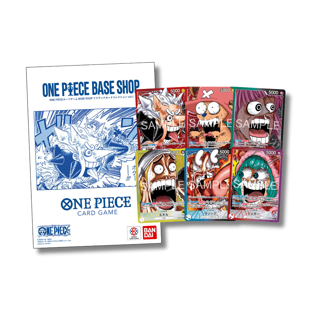 Set de cartas One Piece TCG Base Shop Limited Card Collection Vol 1 con las caras de sorpresa de Enel versión japonesa.