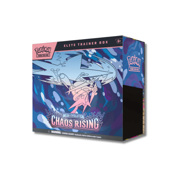 Caja Elite Trainer Box Pokémon TCG Mega Evolution Chaos Rising en inglés.