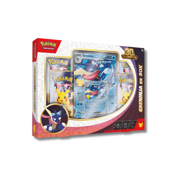 Caja de colección Greninja ex Box Pokémon TCG 30th Celebration en inglés.